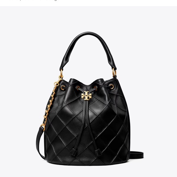 Tory Burch Handbags - Tory Burch Pre Owned Black Fleming Soft Leather Bucket Bag with short/long strap